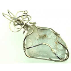 Blue Topaz Silver Filled Wire Wrapped Pendant 12