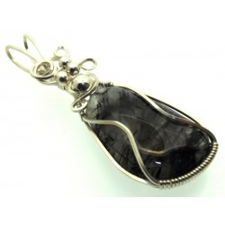 Tourmalated Quartz Sterling Silver Wire Wrapped Pendant 01