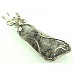 Tourmalated Quartz Sterling Silver Wire Wrapped Pendant 03