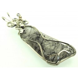 Tourmalated Quartz Sterling Silver Wire Wrapped Pendant 03