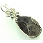 Tourmalated Quartz Sterling Silver Wire Wrapped Pendant 05