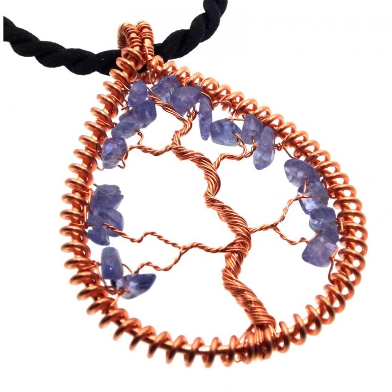 Tanzanite Gemstone Copper Tree Of Life Pendant 06